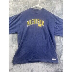 Michigan Wolverines Cs Shirt Adult Large Blue Spellout College Football Mens